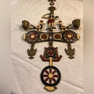 1970 Greek Smalotex Brass and Enamel candle holder